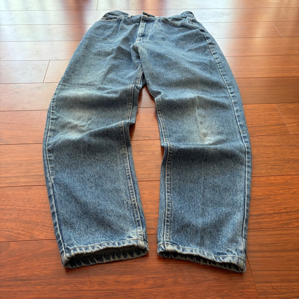 Vintage Lee 80s 90s High Waisted Tapered Leg Mom Jeans Light Wash USA Union Made